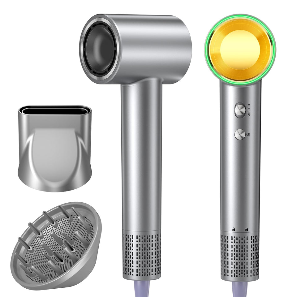 YSATERY front view of dryer showing compact body and ergonomic handle for easy use
