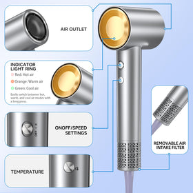 YSATERY dryer held in hand to show lightweight travel-friendly scale