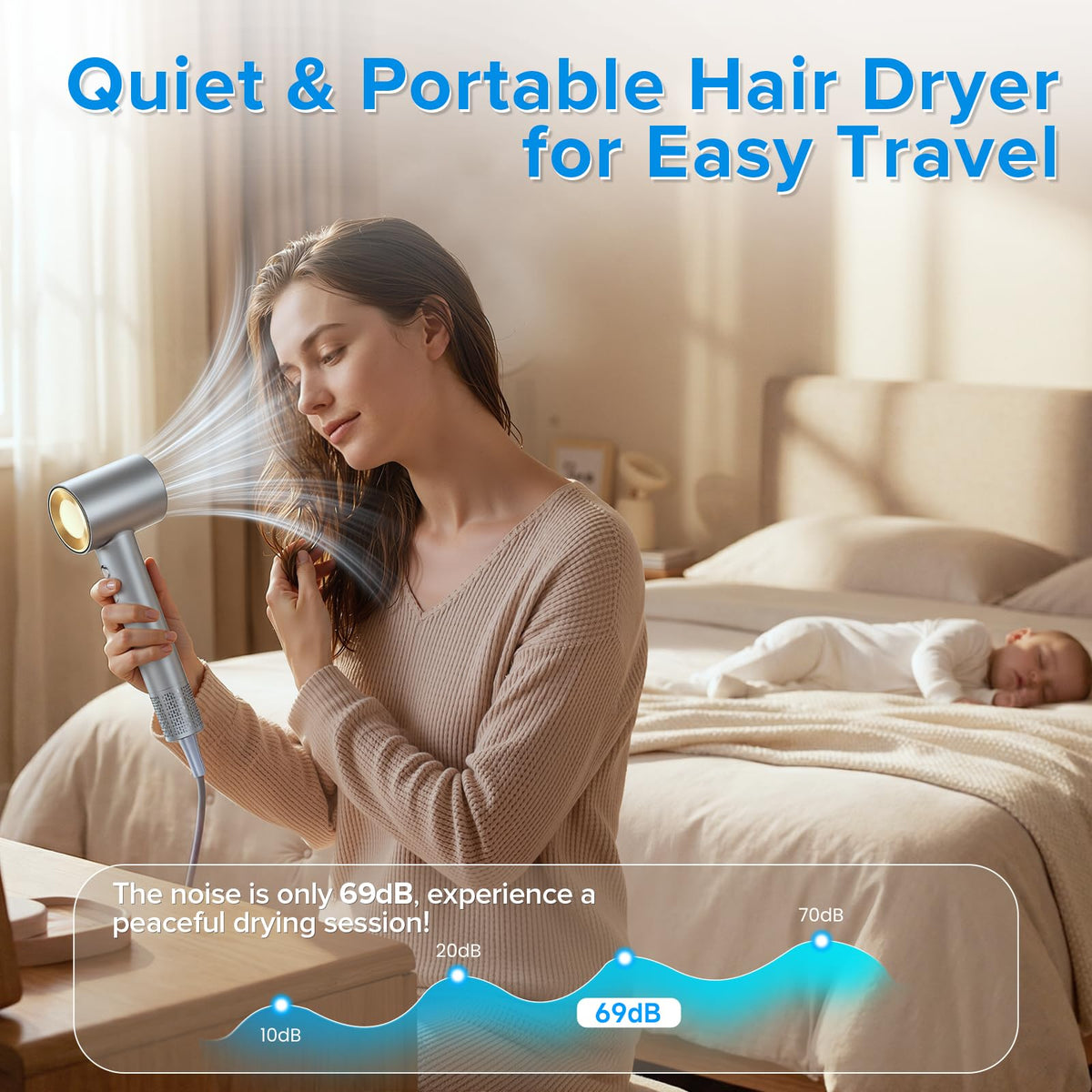 YSATERY travel pouch with dryer and attachments for compact packing convenience