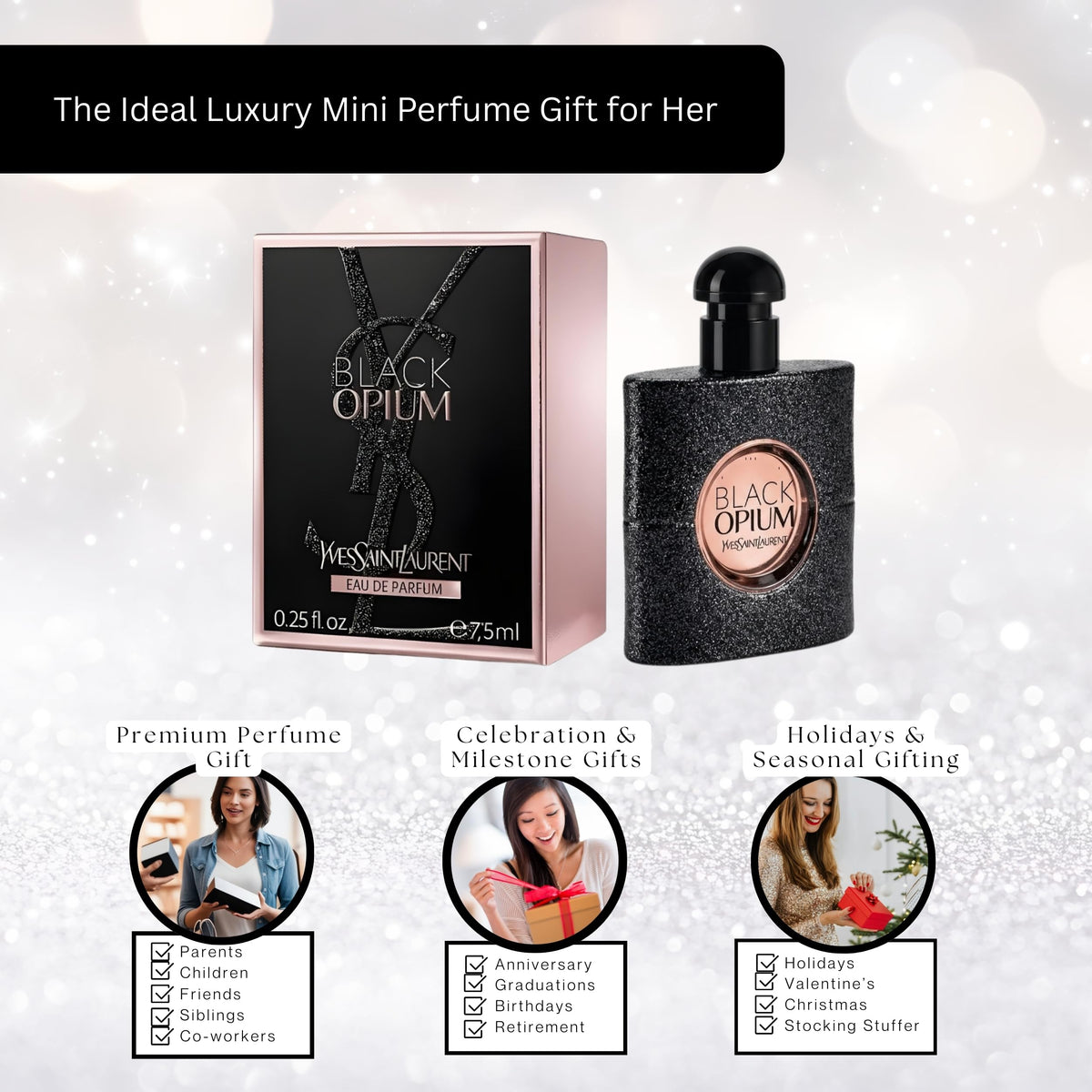 Yves Saint Laurent perfume in evening clutch setting conveying sophisticated night‑out benefit