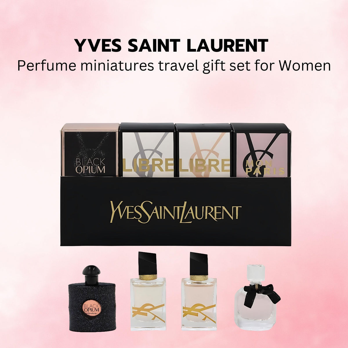 Yves Saint Laurent Black Opium mini spray close-up highlighting bold scent presence