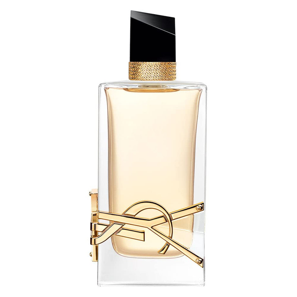 Yves Saint Laurent Libre front bottle showing elegant glass and cap, conveys luxury