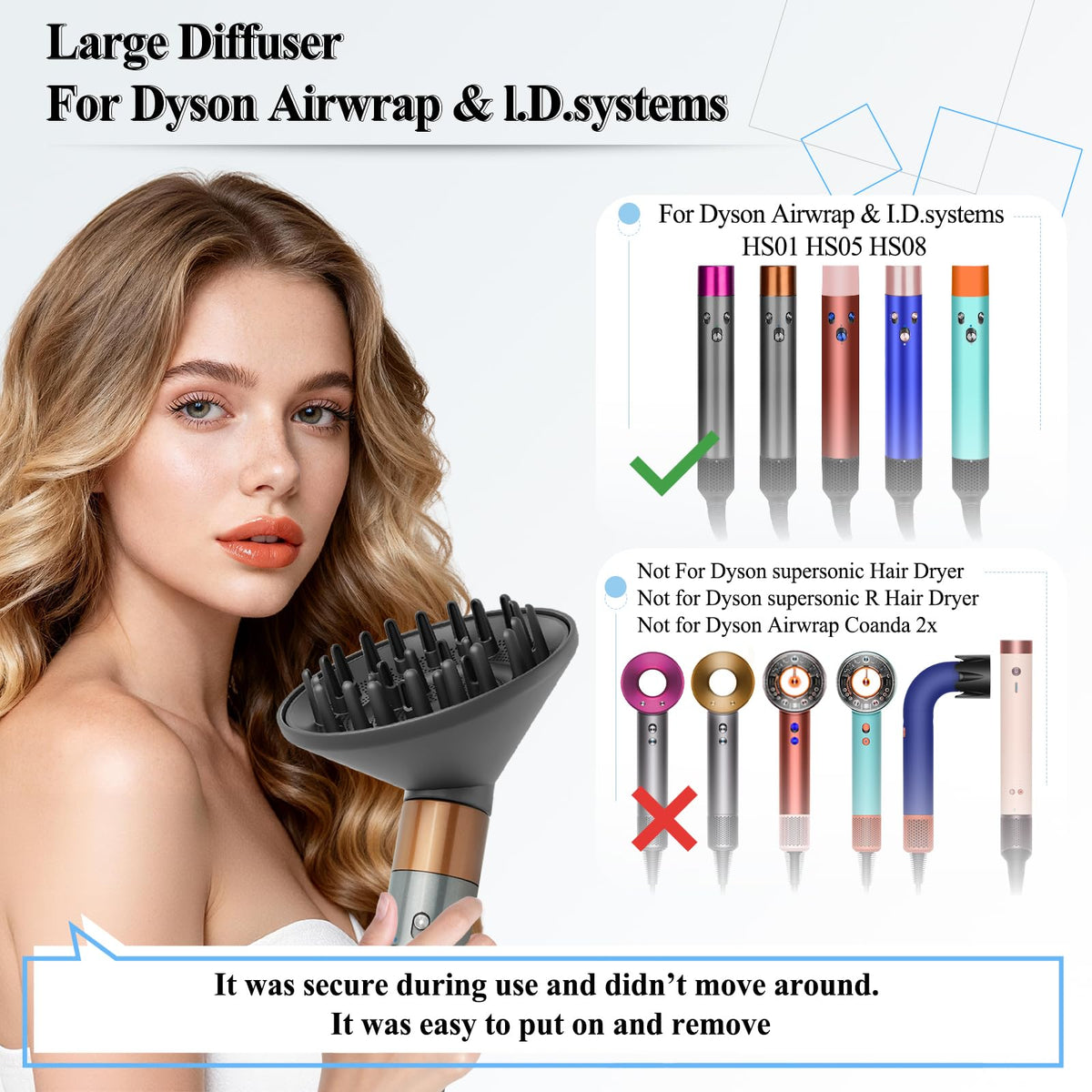 YTCHYYSK diffuser in use on curly hair adding volume and reducing frizz