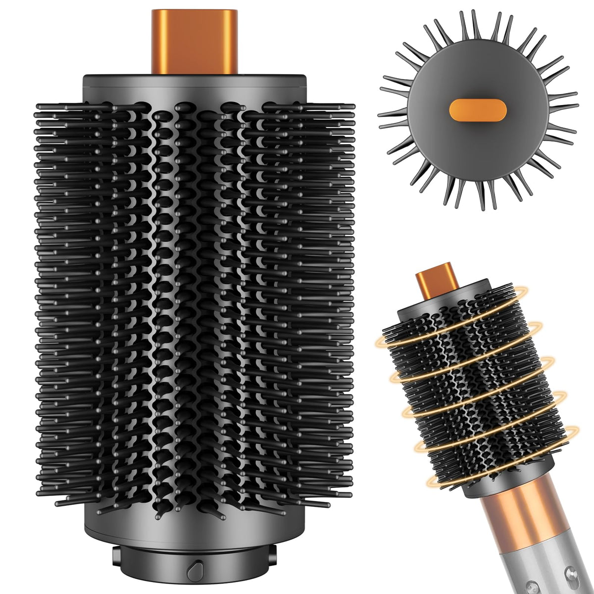 YTCHYYSK front view of brush attachment showing full barrel and benefit of bigger curls