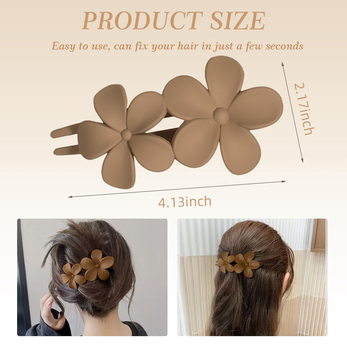 YTQDSS clip securing a half-up hairstyle, comfortable all-day wear