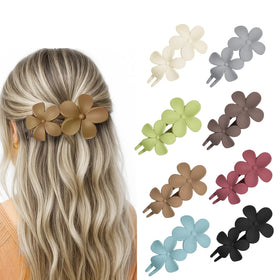 YTQDSS front view of eight flat floral hair clips, stylish and practical