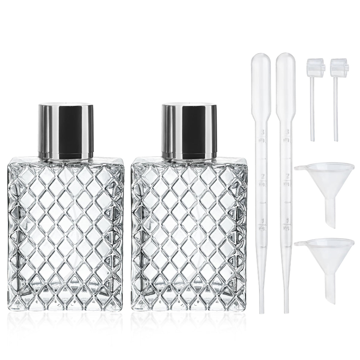YU FENG front view of two clear glass bottles showing durable design and easy monitoring