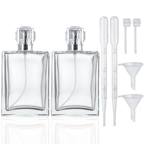 YU FENG front view of two clear square bottles showing capacity and label, convenient for travel
