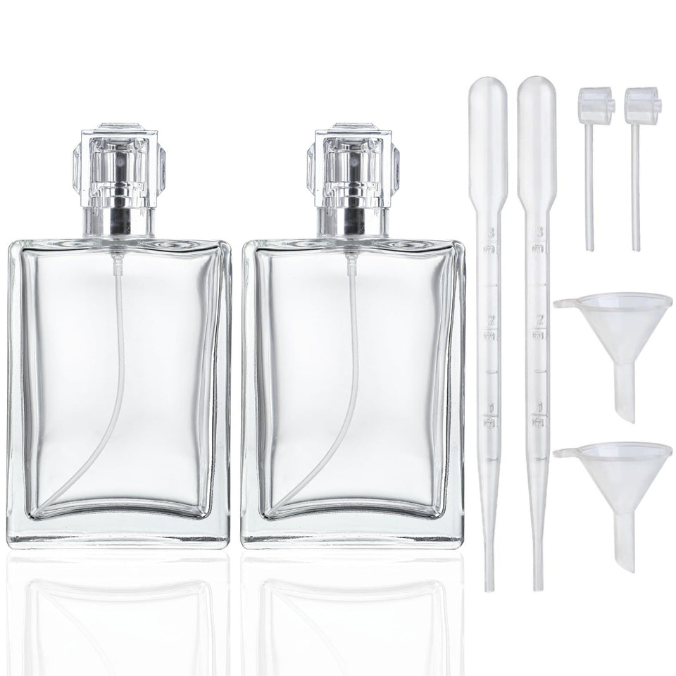 YU FENG front view of two clear square bottles showing capacity and label, convenient for travel