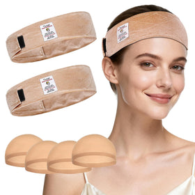 Yuest in-use model wearing wig and band for secure movement