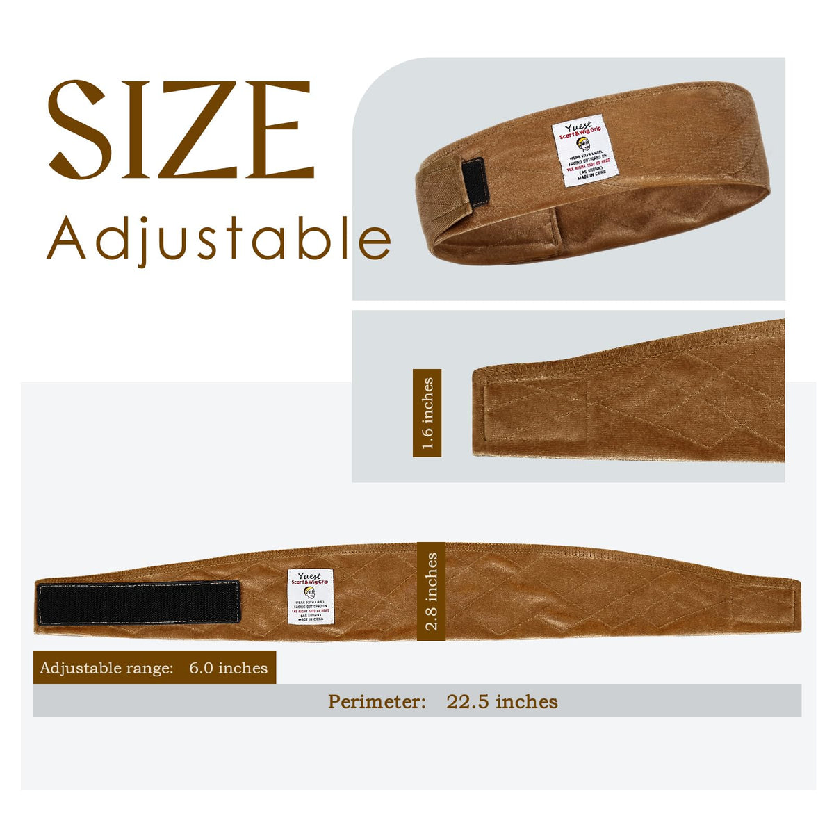 Yuest wig cap and adjustable grip band laid flat showing easy setup and compatibility