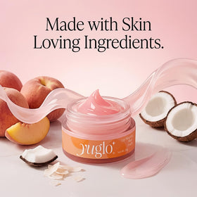 YuGlo lip mask open texture close-up revealing creamy balm consistency and moisturizing benefit