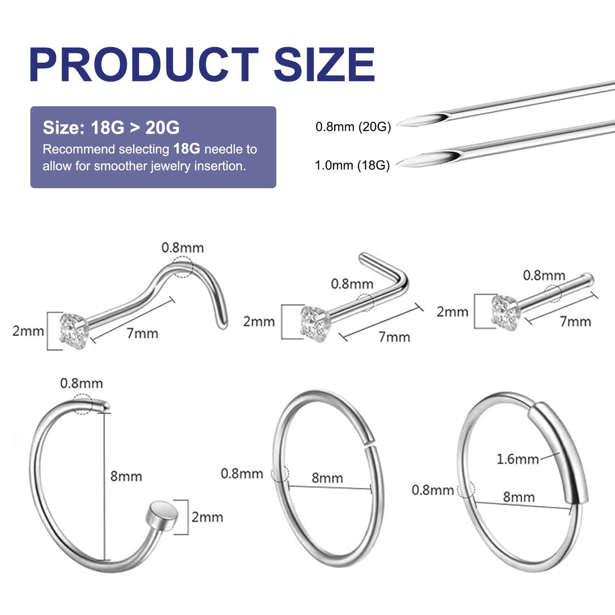 Yugui detailed shot of 18G and 20G needles demonstrating sharp hollow tips