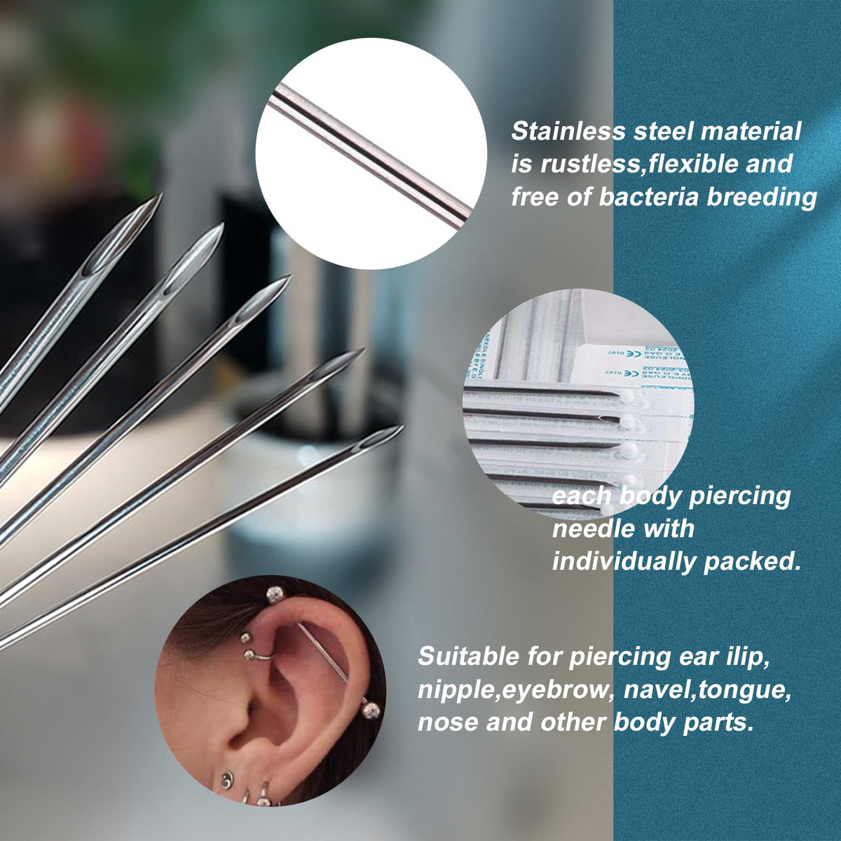 Yugui needles beside ruler showing scale to match jewelry diameter