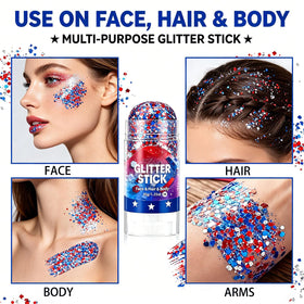 Yulight glitter stick used on collarbone to highlight body with festive sparkle