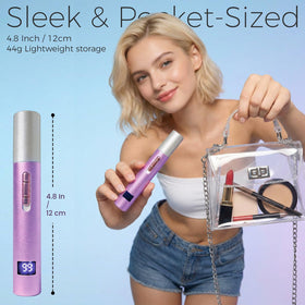 Yunmiss size comparison next to toothbrush showing compact travel-friendly dimensions