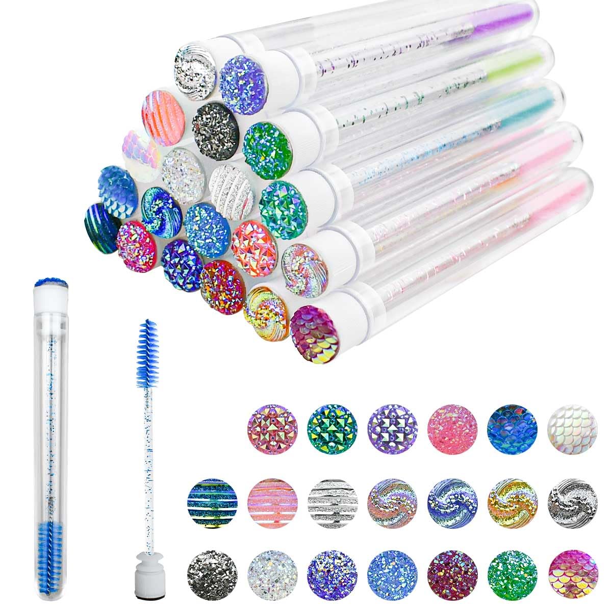 yuntop front packaging view showing 20 mixed-color disposable spoolies and tubes, hygienic storage
