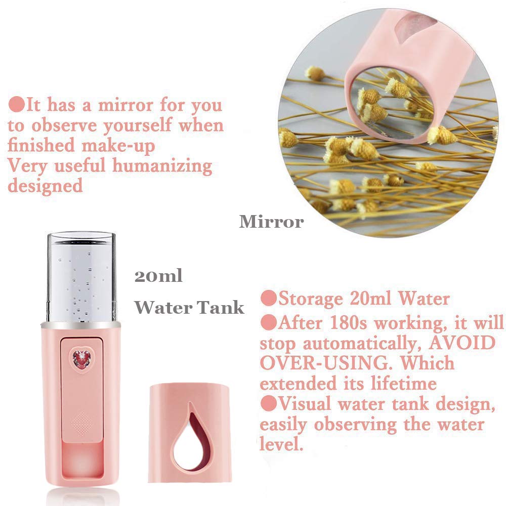 YUNYILAN built-in mirror open for quick makeup checks and precise misting