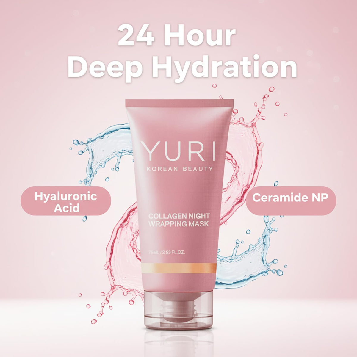 YURI BEAUTY jar open with cap showing product volume and convenience benefit