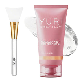 YURI YULI front packaging showing jar and label for overnight collagen mask benefit