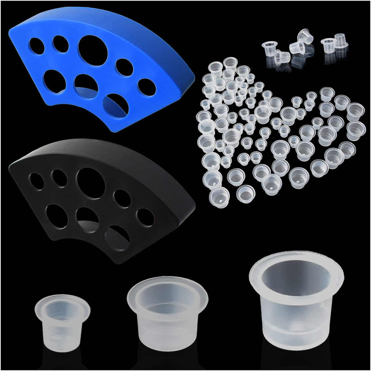Yuronam front view of kit packaging showing mixed ink cups and two holders for organized work