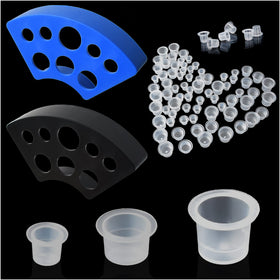Yuronam front view of kit packaging showing mixed ink cups and two holders for organized work