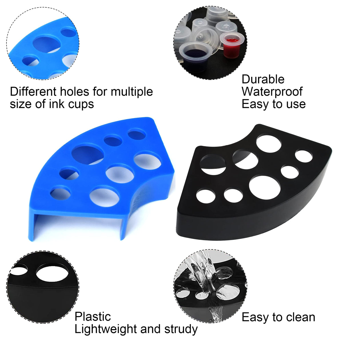Yuronam ink cap holder in use with multiple cups preventing spills and speeding color changes