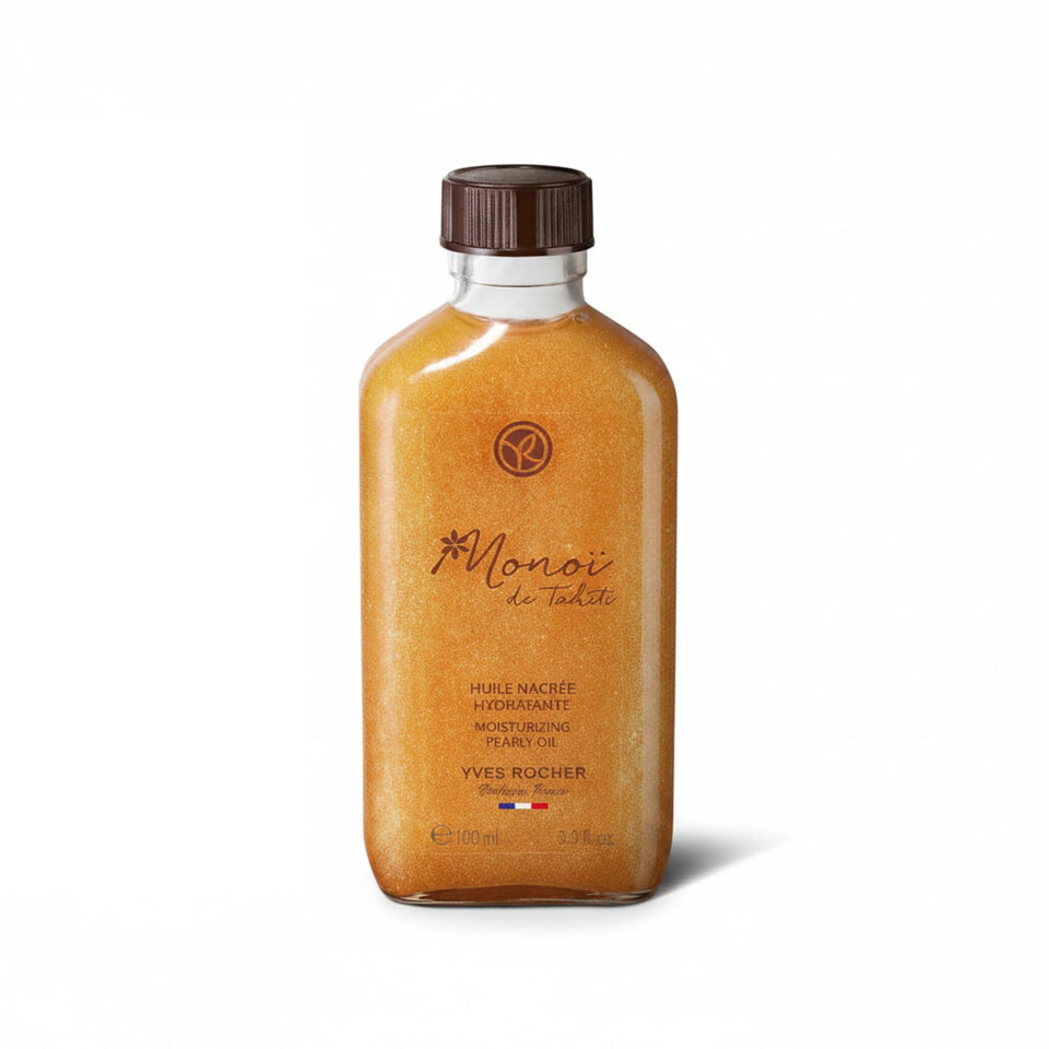 Yves Rocher bottle front view showing product and elegant design, promotes hydrating glow