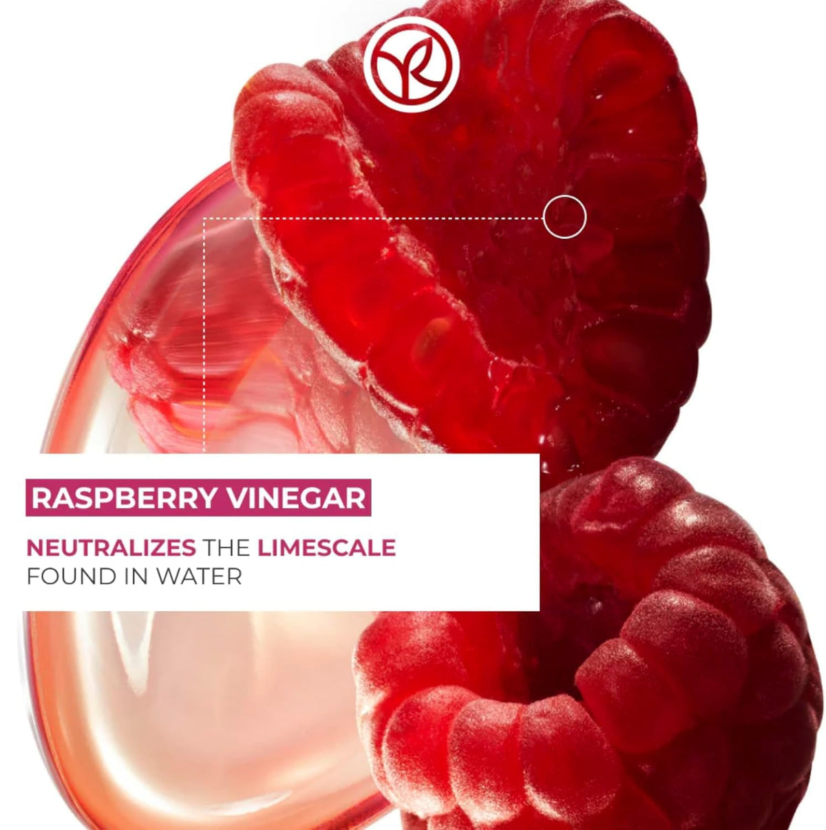 Close-up of raspberry rinse texture pouring, Yves Rocher highlighting light finish