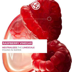 Close-up of raspberry rinse texture pouring, Yves Rocher highlighting light finish