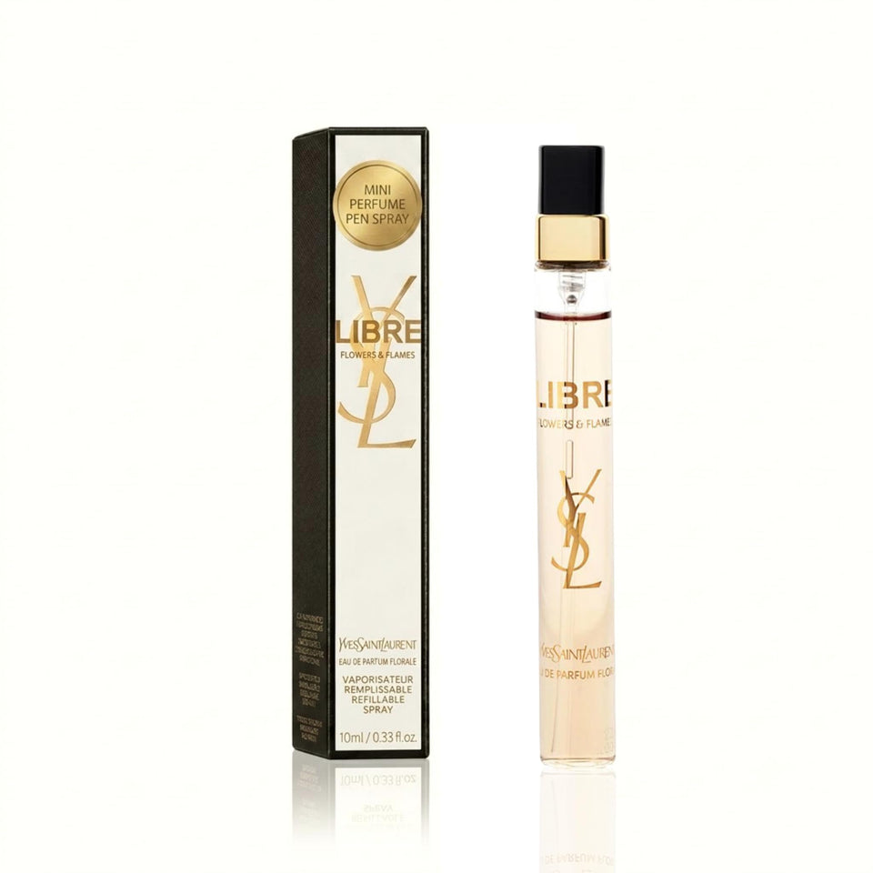Yves Saint Laurent front bottle view showing compact travel design and polished branding