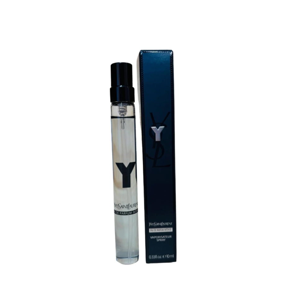 Yves Saint Laurent front packaging travel spray showing compact size and luxury appeal