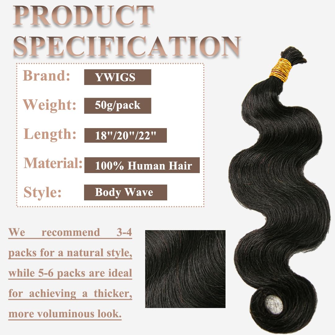 YWIGS close-up of body wave texture, smooth strands for tangle-free braiding