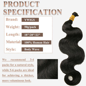 YWIGS close-up of body wave texture, smooth strands for tangle-free braiding