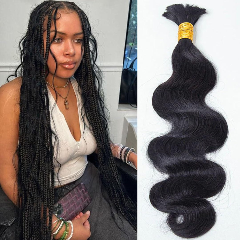 YWIGS front packaging showing 18 inch body wave braiding hair, easy selection benefit