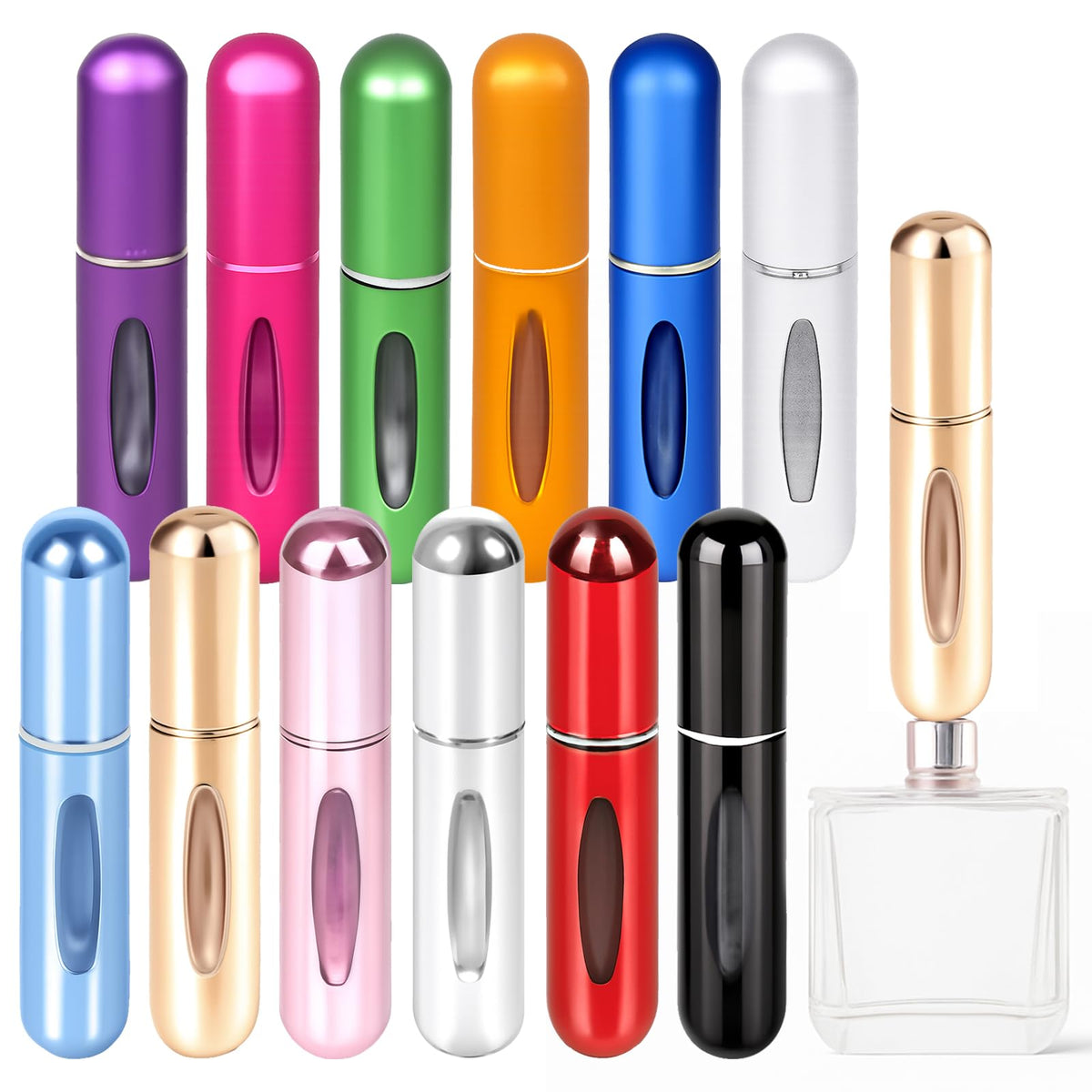 YXGTHGQZ front view of full 12-pack showing travel-ready bottles and value set