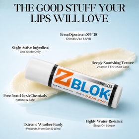 Z Blok being applied on lips for daily protection and non-greasy finish