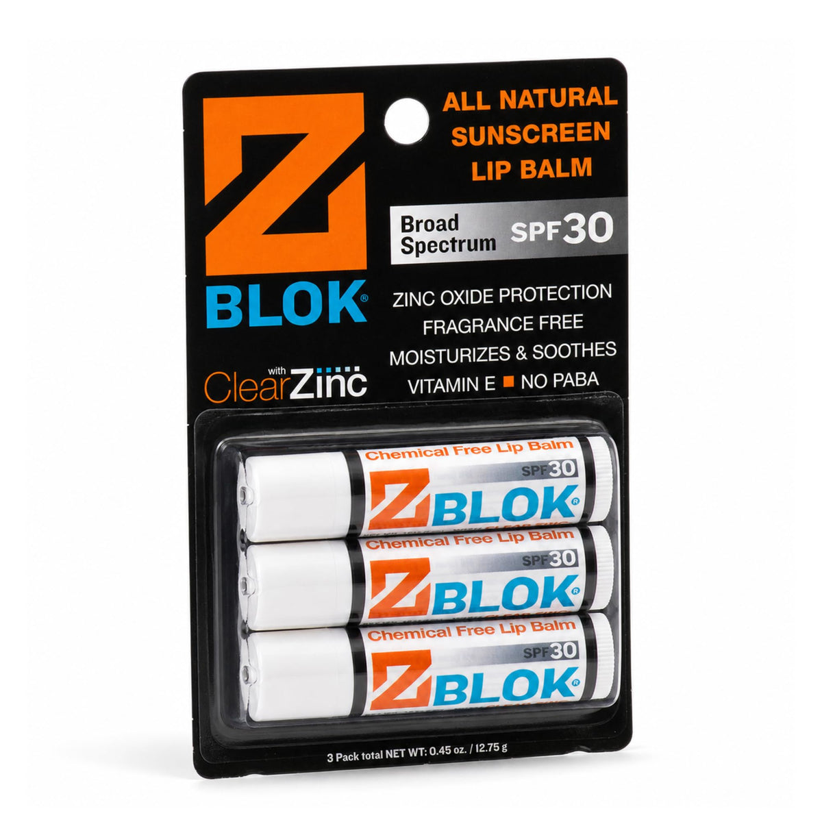 Z Blok front tube showing clear SPF 30 labeling and portability benefits