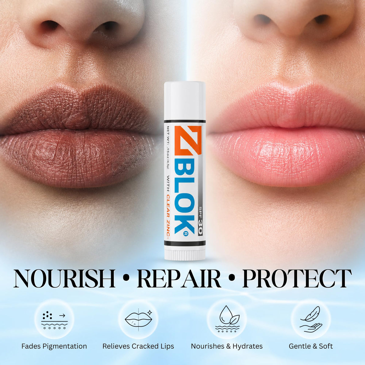Z Blok ingredients label highlighting mineral zinc oxide and natural benefits