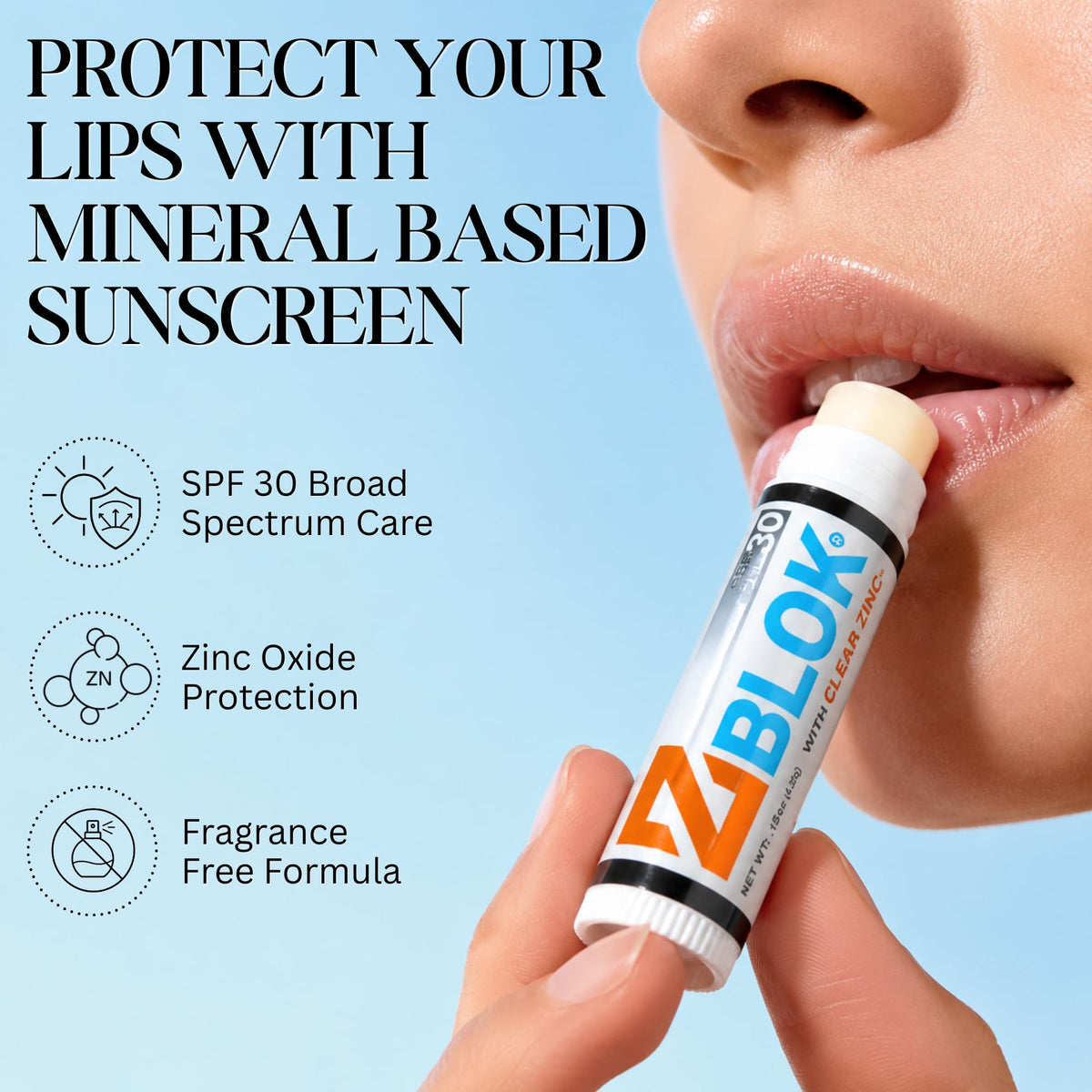 Z Blok texture close-up displaying smooth balm that rubs in clear