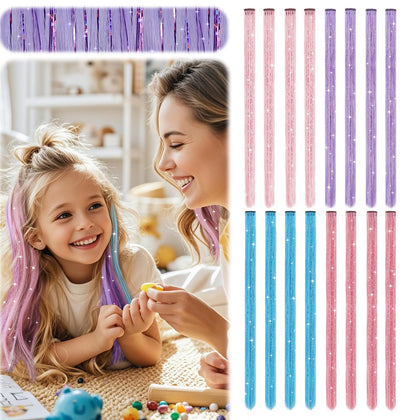 Z-CHARMMY front packaging showing 16 colorful tinsel extensions and clips for easy styling