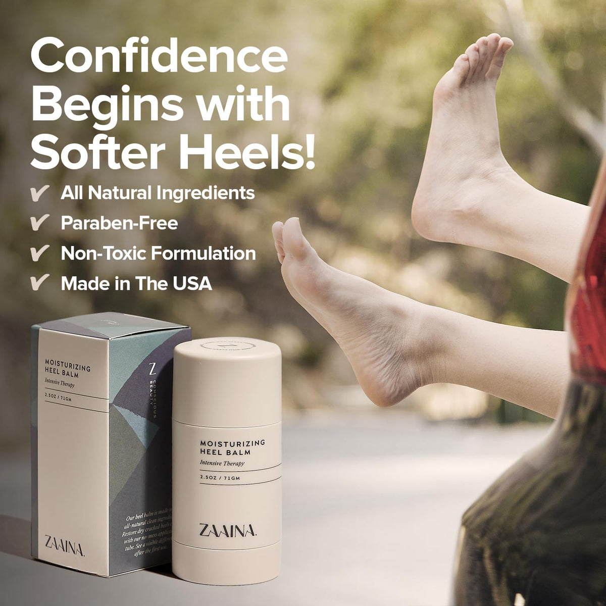 ZAAINA label close-up noting small-batch made-in-USA quality