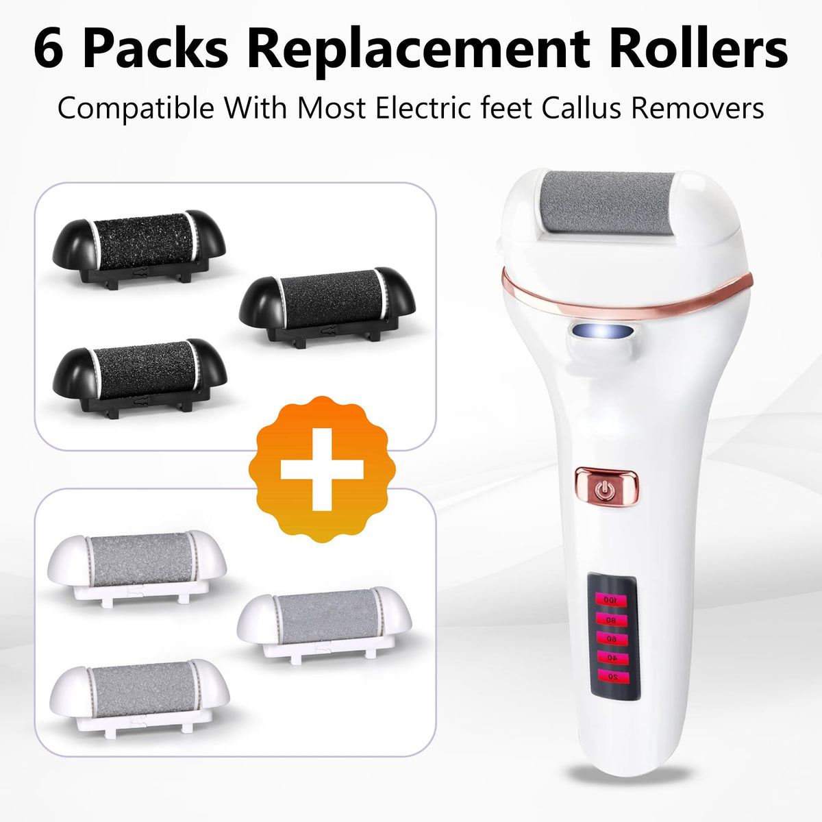 ZABOUL roller installation on an electric callus remover demonstrating quick one-step swap