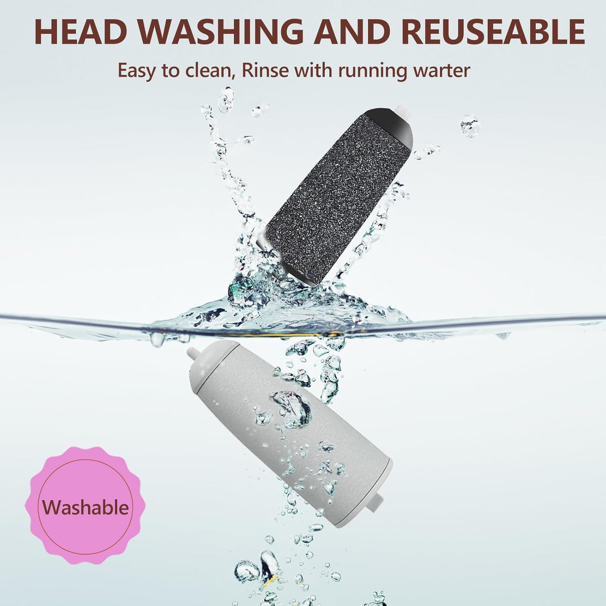 ZABOUL roller head under running water showing washable convenience