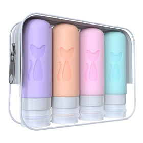 Zafit front view of four colorful bottles showing compact travel kit
