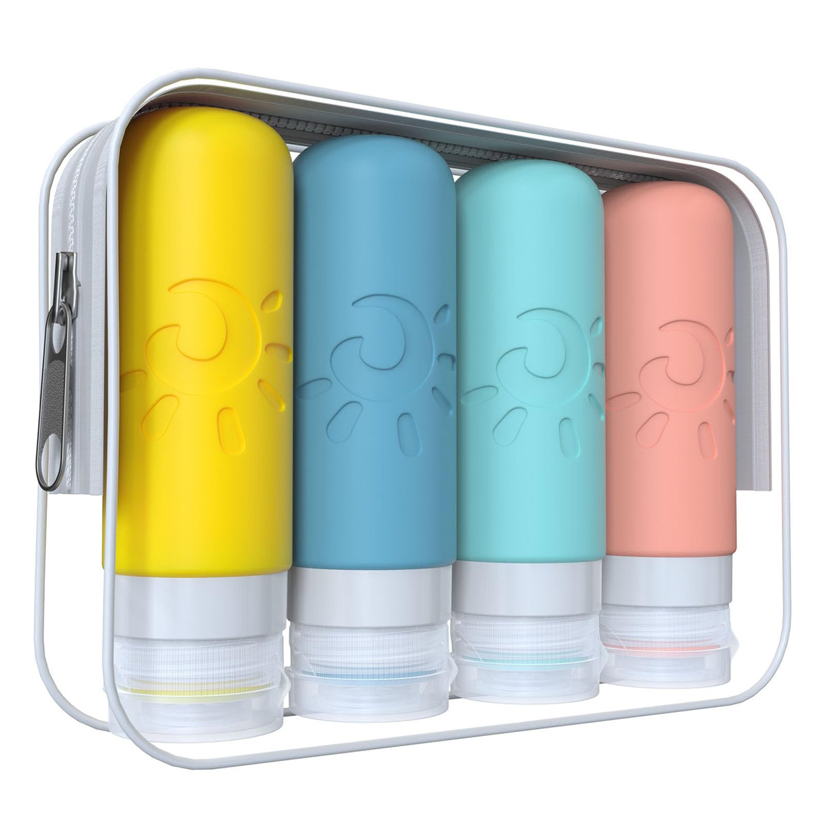 Zafit front view with pouch showing organized TSA-ready bottles