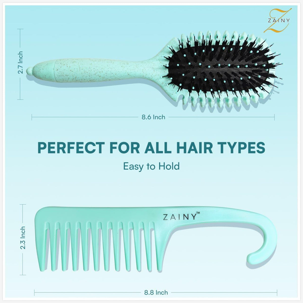 zainy curved curl brush side profile for improved curl clumping and natural shaping