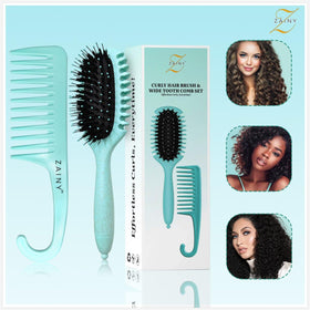 zainy brush and comb held in hand for scale and easy portability benefit