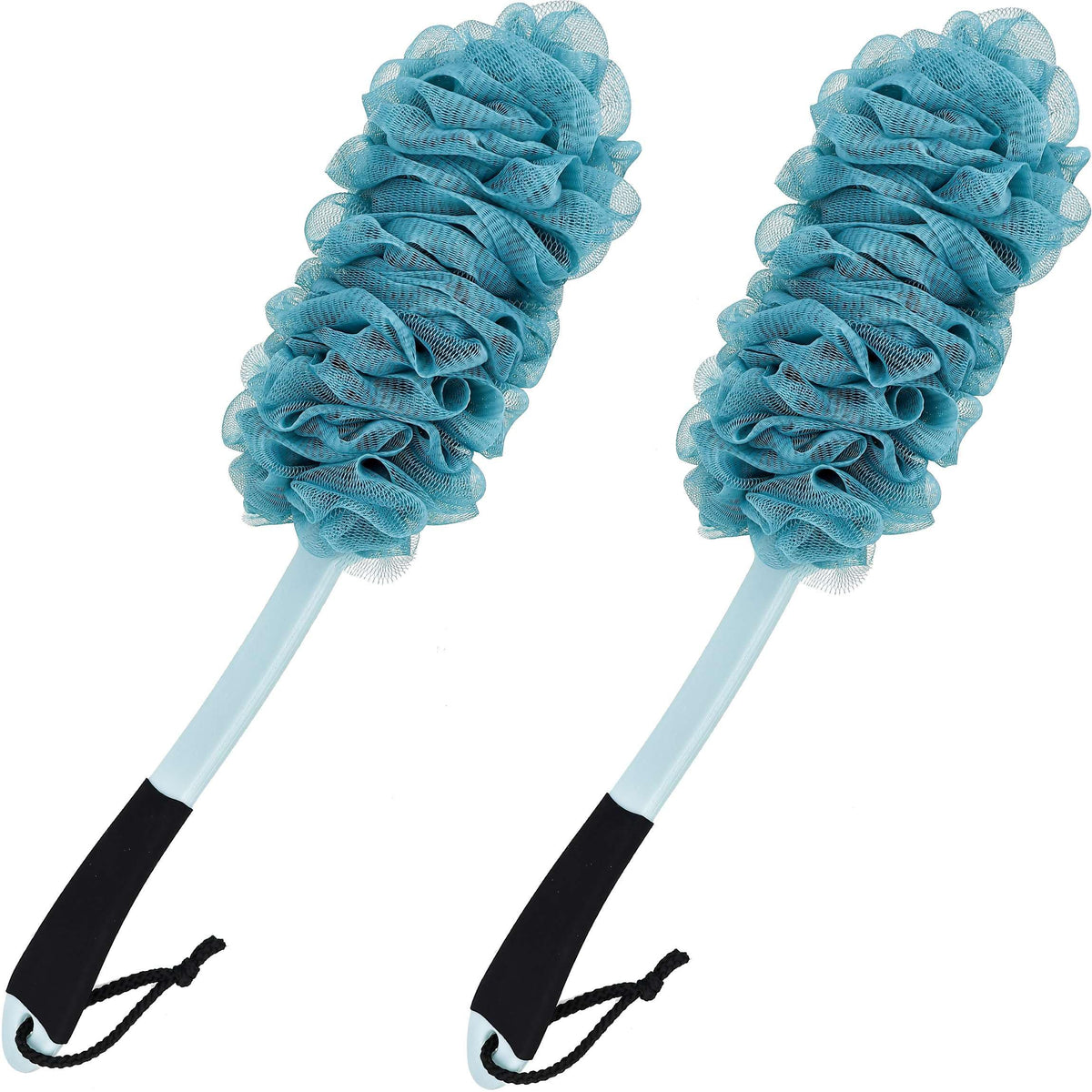ZAIOUS loofah held beside hand to show scale and convenient size benefit