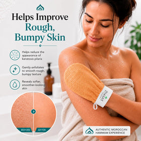 Zakia's Morocco before-and-after tan removal showing even skin after exfoliation for renewed tan